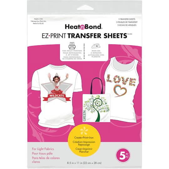 HeatnBond EZ Print Transfer Sheet For Light Fabrics, 5ct.